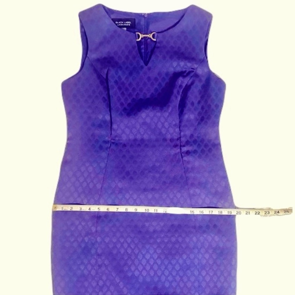 Black Label Evan Picone Dress Womens Size 8 Sleeveless Purple Sheath Workwear - Picture 10 of 12